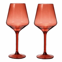 Floating Wine Glasses For Pool - Set Of 2-15 OZ Shatterproof Poolside Wine Glasses, Tritan Plastic Reusable, Beach Outdoor Cocktail, Wine, Champagne, Water Glassware Spring Summer (Muted Red)