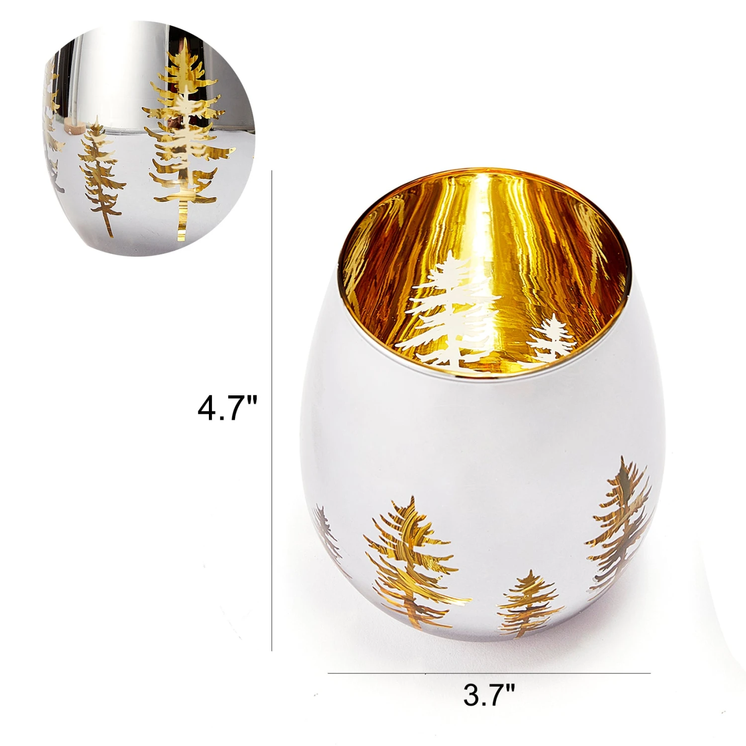 Crystal Christmas Tree Stemless Wine & Water Glasses - Set Of 2 - Holiday Themed Vibrant Gold Etched Winter Snow Wonderland Frosted Glass, Perfect For Seasonal Parties, Gifts For Him & Her Trees Décor 2 Crystal Christmas Tree Stemless Wine & Water Glasses - Set Of 2 - Holiday Themed Vibrant Gold Etched Winter Snow Wonderland Frosted Glass, Perfect For Seasonal Parties, Gifts For Him & Her Trees Décor - Image 2