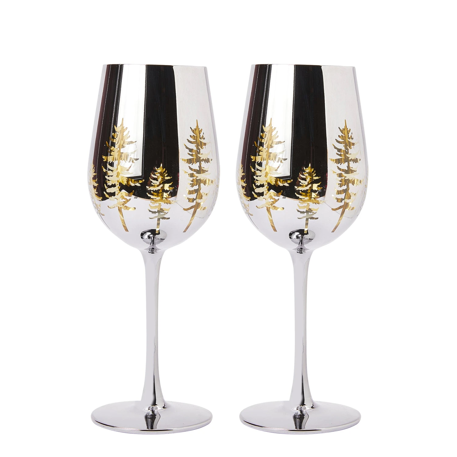 Crystal Christmas Tree Stemmed Wine & Water Glasses - Set Of 2 - Holiday Themed Vibrant Gold Etched Winter Snow Wonderland Frosted Glass, Perfect For Seasonal Parties, Gifts For Him & Her Trees Décor 1 Crystal Christmas Tree Stemmed Wine & Water Glasses - Set Of 2 - Holiday Themed Vibrant Gold Etched Winter Snow Wonderland Frosted Glass, Perfect For Seasonal Parties, Gifts For Him & Her Trees Décor