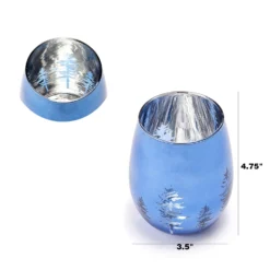 Crystal Christmas Tree Stemless Wine & Water Glasses - Set Of 2 - Holiday Themed Vibrant Blue Etched Winter Snow Wonderland Frosted Glass, Perfect For Seasonal Parties, Gifts For Him & Her Trees Décor -Refined Spirits Store 5 30