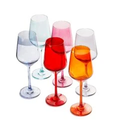 Colored Wine Glass Set, Large 12 Oz Glasses Set Of 6, Unique Italian Style Tall Stemmed For White& Red Wine, Water, Margarita Glasses, Color Tumbler, Gifts, Viral Beautiful Glassware - Dinner Party 16 Colored Wine Glass Set, Large 12 Oz Glasses Set Of 6, Unique Italian Style Tall Stemmed For White& Red Wine, Water, Margarita Glasses, Color Tumbler, Gifts, Viral Beautiful Glassware - Dinner Party -Refined Spirits Store 5 72