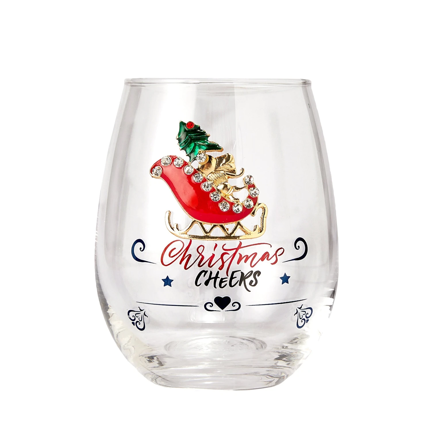 Crystal Christmas Santa's Sleigh Wine & Water Glasses - Set Of 2, 17.5oz - Xmas Diamond Merry Christmas Santa Holiday Festive Theme Stemless Glass - New Year Holiday Gifts For Men Women Friend Family 5 Crystal Christmas Santa's Sleigh Wine & Water Glasses - Set Of 2, 17.5oz - Xmas Diamond Merry Christmas Santa Holiday Festive Theme Stemless Glass - New Year Holiday Gifts For Men Women Friend Family - Image 5