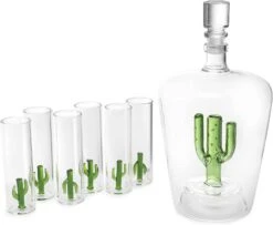 Tequila Decanter Set With Cactus Decanter And 6 Cactus Shot Glasses Set, Perfect For Holiday Gifts For Tequila Lovers, 25 Ounce Bottle, 3 Ounce Shot Glasses Cinco De Mayo, Reposado Gift (Cactus) -Refined Spirits Store 612CgCpBptL. AC SL1500