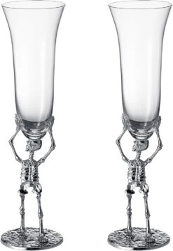 Stemmed Skeleton Champagne Flute Glass | Set Of 2 | 7.5oz Halloween Skeleton Glasses 10" H, Goth Gifts, Skeleton Gifts, Skeleton Decor, Spooky Wine Gift Set, Perfect For Halloween Themed Parties -Refined Spirits Store 614T7Ch3NRL. AC SL1500