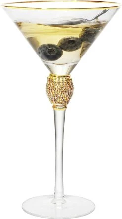 Diamond Collection 2 Piece Stemmed Martini Set - Rhinestone For Drinking Martinis, Manhattans, Vodka, Gin, Cocktails Gold Accent Cocktail Glasses, Perfect For Any Bar Or Party 10oz - Swarovski Style -Refined Spirits Store 614cP9V9axL. AC SL1500