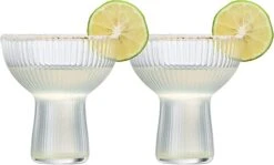 Ribbed Stemless Margarita, Martini & Champagne Glasses With Gold Rim - Set Of 2 - Hand Blown Cocktail Luxury Coupe – Large Party, Elegant Ripple Design, Gilded, Premium Hand Blown Glassware (10 OZ) -Refined Spirits Store 614wK 0EnAL. AC SX679