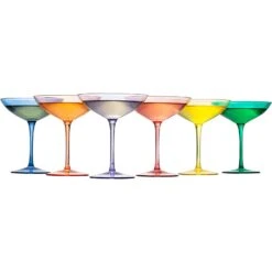 Colored Vintage Glass Coupes 12oz By The Wine Savant - Colorful Cocktail, Martini & Champagne Glasses, Prosecco, Mimosa Glasses Set, Cocktail Glass Set, Bar Glassware Luster Glasses (6, Multicolored) -Refined Spirits Store 617C1aGAbhL. AC SL1500