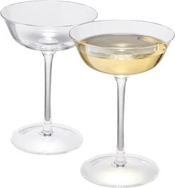 Vintage Crystal Coupe Glasses, Set Of 2, Clear Radiance - Champagne, Martini, Cocktails - Hand Blown Classy Glass -Timeless Art Deco Design - Durable Sparkling Cocktail Barware, Home Bar (8 OZ) -Refined Spirits Store 6181HxUB1SL. AC SX522