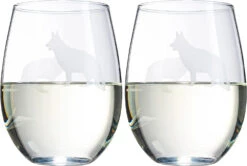 Set Of 2 Dog Stemless German Shepherd Wine Glasses By The Wine Savant - Puppy & Doggy Lover For Him And Her Dogs Silhouette - Glass Gifts Etched Tumblers For Anniversary, Wedding, Home Bar Gifts -Refined Spirits Store 618Z56pqFjL. AC SL1500