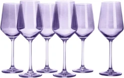 Set Of 6 Colored Wine Glasses - 12 Oz Hand Blown Italian Style Crystal Bordeaux Wine Glasses - Premium Stemmed Colored Glassware - Unique Drinking Glasses (6, Lavender Purple) 9 Set Of 6 Colored Wine Glasses - 12 Oz Hand Blown Italian Style Crystal Bordeaux Wine Glasses - Premium Stemmed Colored Glassware - Unique Drinking Glasses (6, Lavender Purple) -Refined Spirits Store 618cj8K1e9L. AC SL1500 2
