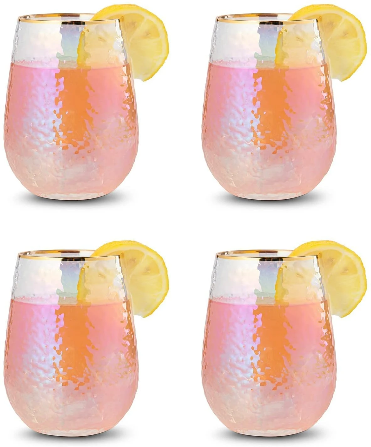 Festive Lustered Iridescent Stemless Wine & Water Glasses - Set Of 4-100% Glass 15oz Mouthblown Colorful Glasses - Anniversaries, Birthday Gift, Cocktail Party Radiance - Water, Whiskey, Juice, Gift 5 Festive Lustered Iridescent Stemless Wine & Water Glasses - Set Of 4-100% Glass 15oz Mouthblown Colorful Glasses - Anniversaries, Birthday Gift, Cocktail Party Radiance - Water, Whiskey, Juice, Gift - Image 5