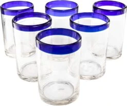 Hand Blown Mexican Drinking Glasses – Set Of 6 Confetti Rock Design Glasses By The Wine Savant (Cobalt) 6 Hand Blown Mexican Drinking Glasses – Set Of 6 Confetti Rock Design Glasses By The Wine Savant (Cobalt) -Refined Spirits Store 61BG4Hyl33L. AC SL1500