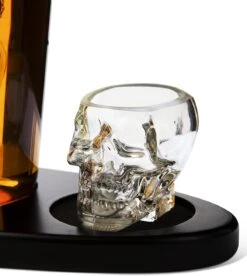 Skull King Skeleton Wine & Whiskey Globe Decanter Set 750 ML With 2 Skull Head 3oz Skeletons Shot Glasses + Mahogany Wooden Base Decor Glass, Goth Spooky Drinking Glassware The Wine Savant -Refined Spirits Store 61CTvK3bURL. AC SL1344