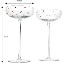 Polka Dot Champagne Coupe Glasses Set Of 2 8.8 Oz By The Wine Savant - Polka Dot Rainbow Colored Glasses, Cocktail Glassware, Polka Dot Gifts Damien Hirst, Gift Idea For Everyday, Weddings, Parties 11 Polka Dot Champagne Coupe Glasses Set Of 2 8.8 Oz By The Wine Savant - Polka Dot Rainbow Colored Glasses, Cocktail Glassware, Polka Dot Gifts Damien Hirst, Gift Idea For Everyday, Weddings, Parties -Refined Spirits Store 61FdZQref L. AC SL1500