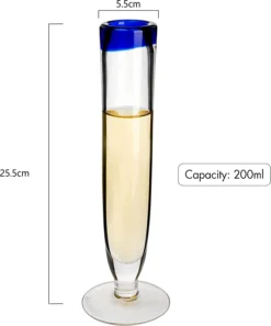 Tall Recycled Champagne Flutes - Set Of 4 - Mexican Hand Blown Cobalt Blue Rim Flute – Luxury Mexican Thick Glassware 7oz, Juice & Cocktail Drinking Glass Holiday Celebration, Weddings, Anniversary -Refined Spirits Store 61IarKDOmlL. AC SL1500