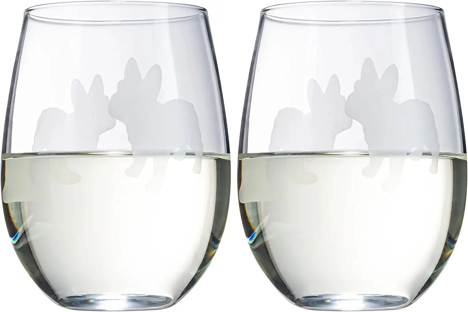 Set Of 2 French Bulldog Dog Stemless Wine Glasses - French Bulldog Puppy & Doggy Lover For Him & Her - Dogs Silhouette - Glass Gifts Etched Tumblers For Anniversary, Wedding, Home Bar Gifts 4 Set Of 2 French Bulldog Dog Stemless Wine Glasses - French Bulldog Puppy & Doggy Lover For Him & Her - Dogs Silhouette - Glass Gifts Etched Tumblers For Anniversary, Wedding, Home Bar Gifts - Image 4