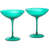 Champagne Coupes 12oz By The Wine Savant - Colorful Champagne Glasses, Prosecco, Mimosa Glasses Set, Cocktail Glass Set, Bar Glassware Luster Glasses (2, Teal)