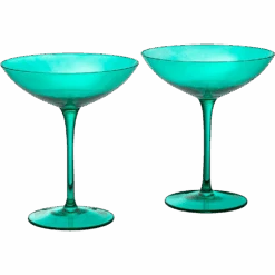 Champagne Coupes 12oz By The Wine Savant - Colorful Champagne Glasses, Prosecco, Mimosa Glasses Set, Cocktail Glass Set, Bar Glassware Luster Glasses (2, Teal)