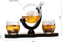 Whiskey Decanter Globe Set With 2 Etched Whiskey Glasses - For Liquor Scotch Bourbon Vodka, Gifts For Men - 850ml -Refined Spirits Store 61MOdxByWBL. AC SL1500