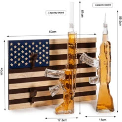 2 Gun Whiskey Decanters Set AR15 And AK47 Gun Decanter 1000ml American Flag Wall Rack By The Wine Savant - Veteran Gifts, Gun Lover Gifts, Tik Tok Gun Decanter, Military Gifts -Refined Spirits Store 61NLAuNmizL. AC