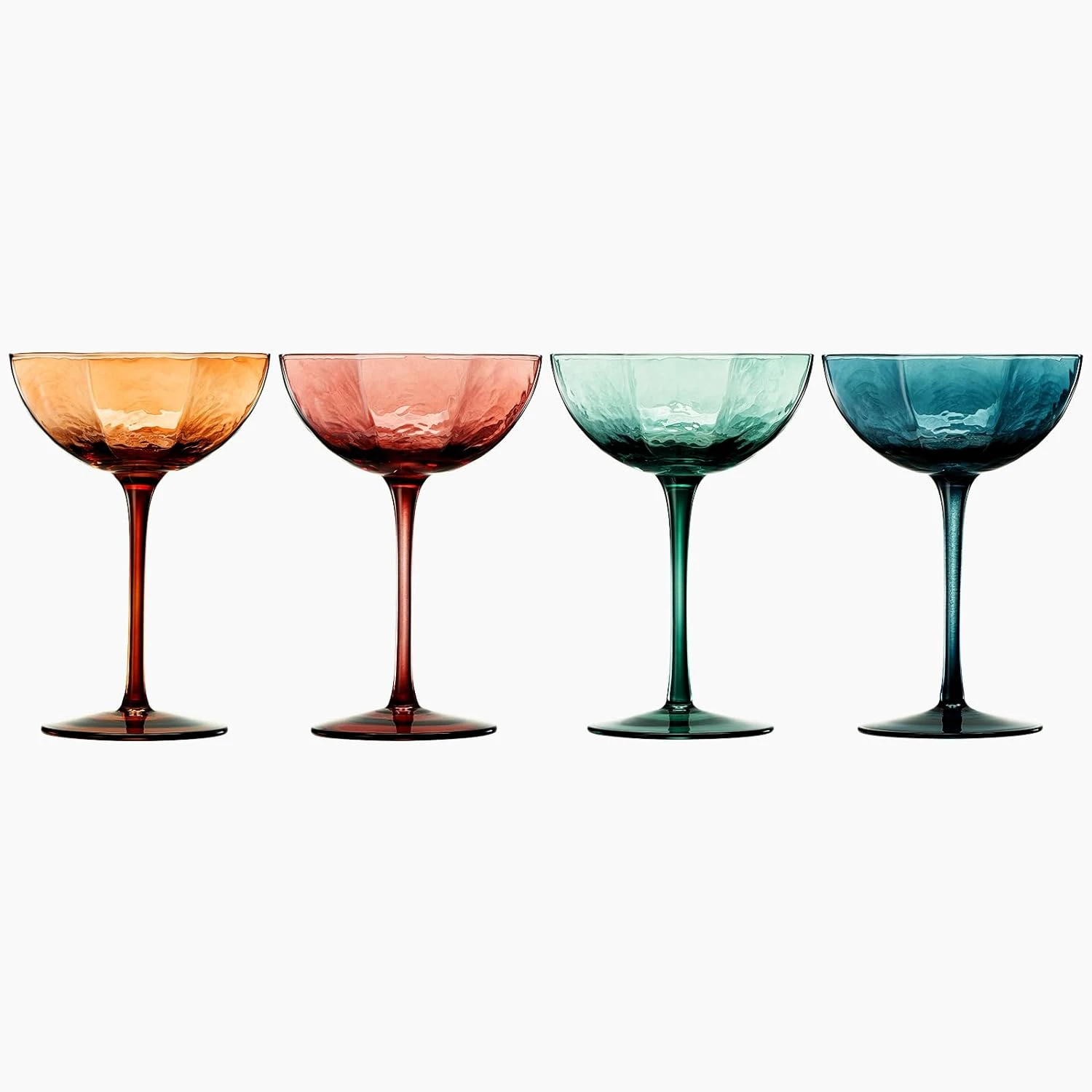 Khen Cocktail, Martini & Champagne Luxury Angled Coupe Glasses 6 Oz | Set Of 4 | Muted Colored 2 Khen Cocktail, Martini & Champagne Luxury Angled Coupe Glasses 6 Oz | Set Of 4 | Muted Colored - Image 2