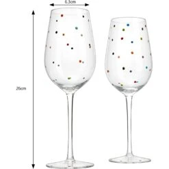 Polka Dot Stemmed Wine Glasses 16 Ounces Set Of 2 10" H By The Wine Savant - Polka Dot Wine Wedding Glasses, Ideal For Merlot, Pinot Noir For Everyday, Weddings, Anniversaries, Parties, Home Bar Gifts -Refined Spirits Store 61Oyr130gUL. AC SL1500