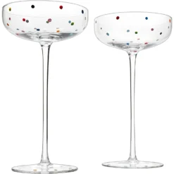 Polka Dot Champagne Coupe Glasses Set Of 2 8.8 Oz By The Wine Savant - Polka Dot Rainbow Colored Glasses, Cocktail Glassware, Polka Dot Gifts Damien Hirst, Gift Idea For Everyday, Weddings, Parties 10 Polka Dot Champagne Coupe Glasses Set Of 2 8.8 Oz By The Wine Savant - Polka Dot Rainbow Colored Glasses, Cocktail Glassware, Polka Dot Gifts Damien Hirst, Gift Idea For Everyday, Weddings, Parties -Refined Spirits Store 61P PEx7ElL. AC SL1500