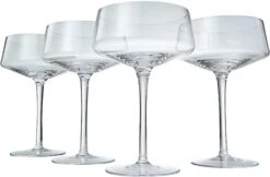 Luxury Martini Glass Set Of 4 | 10oz | Crystal Luxury Martini With Silver Spoon, Premium Hand-Blown | Classic Cocktail & Champagne Clear Coupes For Manhattan, Cosmopolitan, Sidecar, Speakeasy Goblets -Refined Spirits Store 61QIlLiNb3L. AC SX679