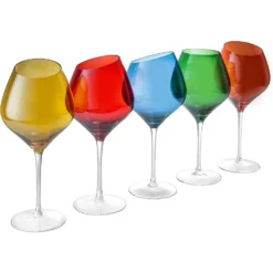 Slanted Rim Colored Wine Glasses By The Wine Savant – Set Of 5 Stylish And Slant Rim Wine Glasses For Parties, Multicolor Set For Weddings Anniversary, White Or Red Wine, Cabernet Bordeaux 20 Oz 10 Slanted Rim Colored Wine Glasses By The Wine Savant – Set Of 5 Stylish And Slant Rim Wine Glasses For Parties, Multicolor Set For Weddings Anniversary, White Or Red Wine, Cabernet Bordeaux 20 Oz -Refined Spirits Store 61RdwfLzsYL. AC SL1500
