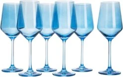 Colored Wine Glass Set, 12oz Glasses Set Of 6 Baby Shower Gender Reveal Boy Or Girl Decor Baby Announcement Unique Italian Style Tall Stemmed For White & Red Wine Elegant Glassware (Cobalt Blue) -Refined Spirits Store 61SaM8HZnYL. AC SL1500