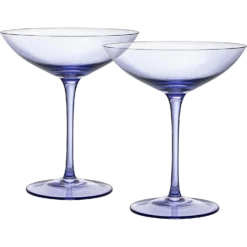 Champagne Coupes 12oz By The Wine Savant - Colorful Champagne Glasses, Prosecco, Mimosa Glasses Set, Cocktail Glass Set, Bar Glassware Luster Glasses (2, Lavender)