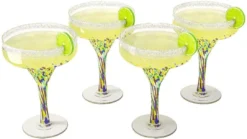 The Wine Savant Mexican Design Hand Blown Margarita Glass – Set Of 4 Luxury Hand Blown Confetti Margarita Glasses (16 Oz) (Confetti Margarita Glasses) -Refined Spirits Store 61V vo n0fL. AC SL1085