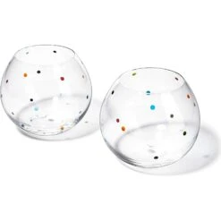 Polka Dot Set Of 2 Stemless Bubble Wine Glasses 18 Oz By The Wine Savant - Polka Dot Rainbow Glasses, Colored Wine Glasses, Bubble Glasses, Unique Tumblers Gift Idea For Everyday, Weddings, Parties -Refined Spirits Store 61Zj1qJI7YL. AC SL1500