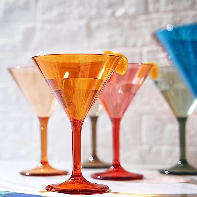 Unbreakable Pastel Color Acrylic Martini Glasses | Set Of 6 | European Style Cocktail Cups 100% Tritan Drinkware, 5 Oz Dishwasher Safe BPA-free Plastic, For Wedding, Poolside Indoors & Outdoors 4 Unbreakable Pastel Color Acrylic Martini Glasses | Set Of 6 | European Style Cocktail Cups 100% Tritan Drinkware, 5 Oz Dishwasher Safe BPA-free Plastic, For Wedding, Poolside Indoors & Outdoors - Image 4