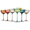 Vintage Art Deco Coupe For Champagne, Martini, Cocktails | Set Of 6 | 7 Oz Classic Cocktail Glassware - Manhattan, Cosmopolitan, Sidecar, Crystal Speakeasy Style Saucer Goblets With Stems (Muted)