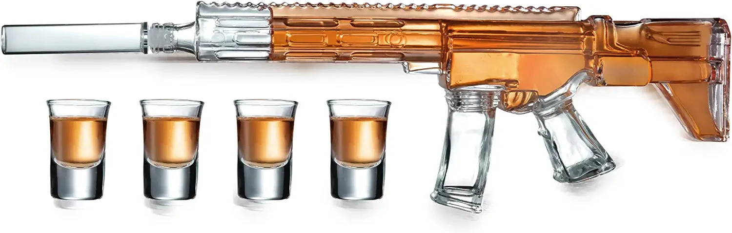 AR15 Whiskey Decanter And Glass Set - Drinking Party Accessory - Holster Attachment, Silencer Stopper - 22oz & 4 1oz Shot Glasses - Drinking Party Accessory, TIK Tok Gun Decanter - Fun Gifts For Men 7 AR15 Whiskey Decanter And Glass Set - Drinking Party Accessory - Holster Attachment, Silencer Stopper - 22oz & 4 1oz Shot Glasses - Drinking Party Accessory, TIK Tok Gun Decanter - Fun Gifts For Men - Image 7