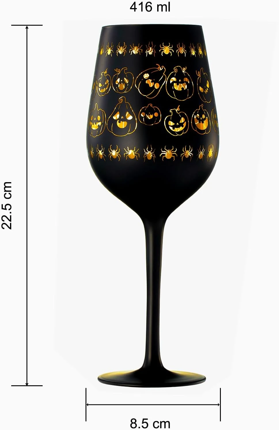 Crystal Halloween Stemmed Wine Glasses - Set Of 2 - Pumpkin Themed Vibrant Black & Gold Spooky Ghost Pattern Frosted Glass, Perfect For Themed Gothic Parties Trick Or Treat Gifts For Him Her (14 OZ) 5 Crystal Halloween Stemmed Wine Glasses - Set Of 2 - Pumpkin Themed Vibrant Black & Gold Spooky Ghost Pattern Frosted Glass, Perfect For Themed Gothic Parties Trick Or Treat Gifts For Him Her (14 OZ) - Image 5