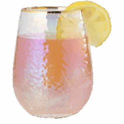 Festive Lustered Iridescent Stemless Wine & Water Glasses - Set Of 4-100% Glass 15oz Mouthblown Colorful Glasses - Anniversaries, Birthday Gift, Cocktail Party Radiance - Water, Whiskey, Juice, Gift