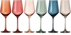 Colored Crystal Wine Glass Set Of 6, Gift For Him, Her, Wife, Friend - Large 12 Oz Glasses, Unique Italian Style Tall Drinkware - Red & White, Dinner, Color Beautiful Glassware - (Pastel) -Refined Spirits Store 61oQPh5dl4L. AC SX522