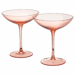 The Wine Savant Champagne Coupes 12oz Colorful Champagne Glasses, Prosecco, Mimosa Glasses Set, Cocktail Glass Set, Bar Glassware Luster Glasses (2, Orange)