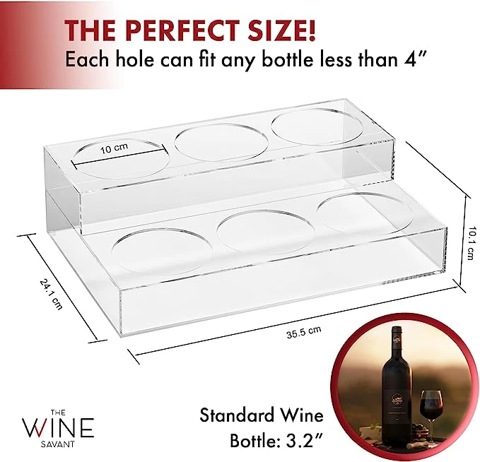 Acrylic Bottle Holder, Coffee Syrup Rack Display Case | 2-Tiered 6 Bottle | Wine Bar Bottle Rack, Clear Shelf Rack For Kitchen, Countertop, Fridge Pantry Storage Organizer - Wine, Soda, Cans, Liquor 3 Acrylic Bottle Holder, Coffee Syrup Rack Display Case | 2-Tiered 6 Bottle | Wine Bar Bottle Rack, Clear Shelf Rack For Kitchen, Countertop, Fridge Pantry Storage Organizer - Wine, Soda, Cans, Liquor - Image 3