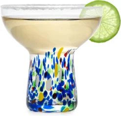 Stemless Margarita Glass – Set Of 2-14OZ Luxury Hand Blown Confetti Margaritas, For Cocktails, Water, Wine, Dessert, Martini & Champagne Glasses Cinco De Mayo, Hand Blown Glass - Mexican Confetti -Refined Spirits Store 61rjVgReT L. AC SL1499