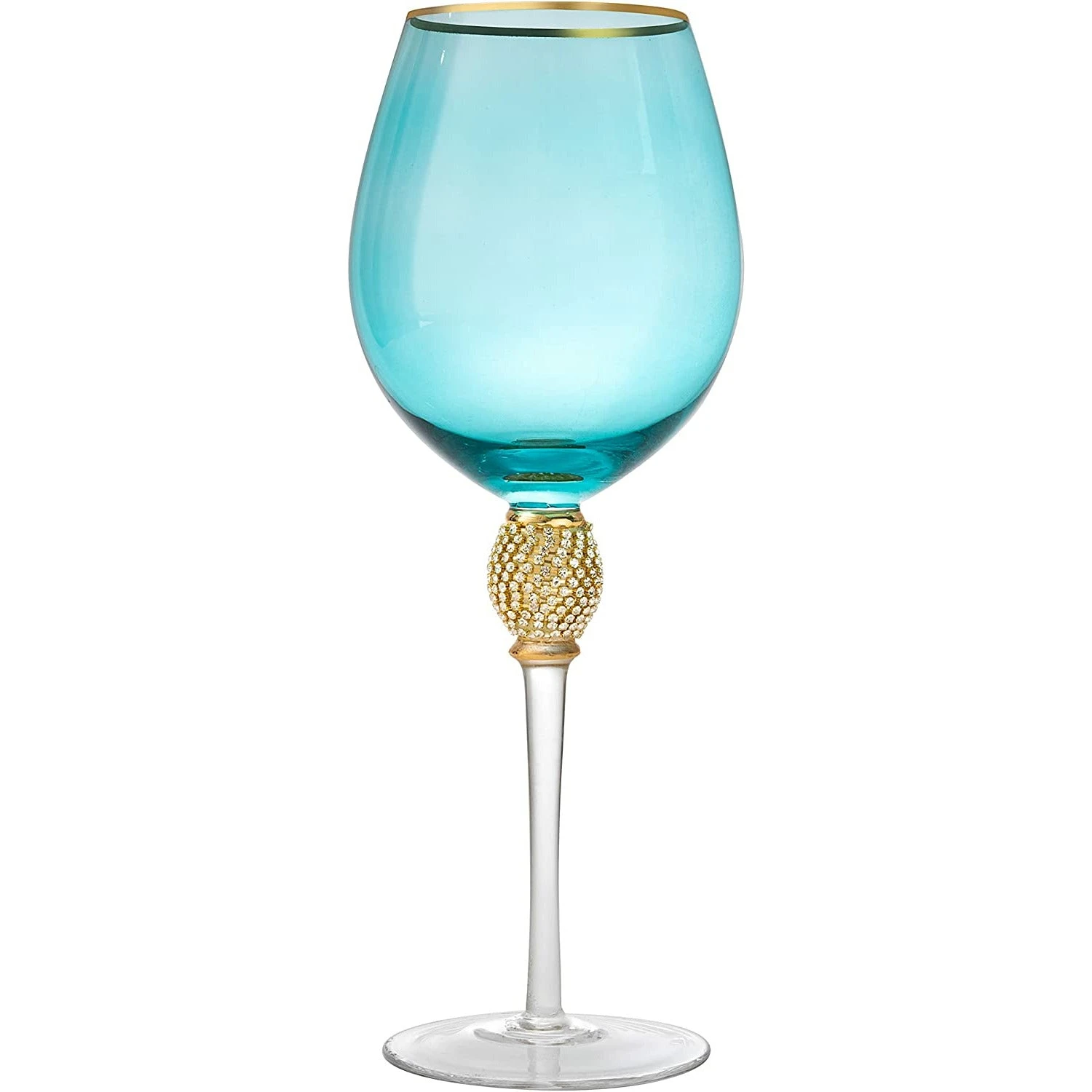 The Wine Savant Large Diamond Wine Glasses, 10" H Gold Rim Rhinestone Diamond Glasses - Wedding Glasses - 18 Ounce, Premium Designed Wine Glasses For Spirits And Wine, Gift Boxed (4, Blue) 6 The Wine Savant Large Diamond Wine Glasses, 10" H Gold Rim Rhinestone Diamond Glasses - Wedding Glasses - 18 Ounce, Premium Designed Wine Glasses For Spirits And Wine, Gift Boxed (4, Blue) - Image 6