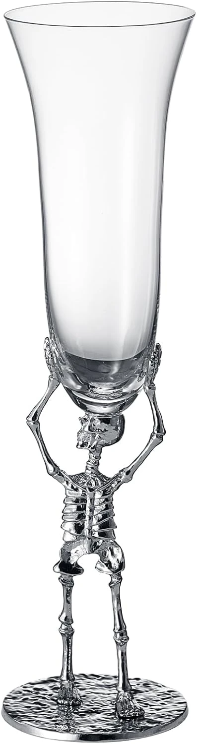 Skeleton Champagne Flute Glass | Single | 7.5oz Halloween Skeleton Glasses 10" H, Goth Gifts, Skeleton Gifts, Skeleton Decor, Spooky Wine Gift Set, Perfect For Halloween Themed Parties 4 Skeleton Champagne Flute Glass | Single | 7.5oz Halloween Skeleton Glasses 10" H, Goth Gifts, Skeleton Gifts, Skeleton Decor, Spooky Wine Gift Set, Perfect For Halloween Themed Parties - Image 4