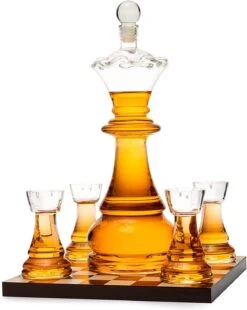 New Chess Decanter Set By The Wine Savant - Queen Chess Decanter 750ml 12" H With 4 Rook Shot Glasses 4oz - Queen's Gambit, Chess Player Gifts, Whiskey, Wine Lovers Gifts For Dad… -Refined Spirits Store 61vKXrOG5IL. AC SL1500