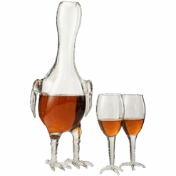 Cock - Chicken Decanter 500ml Whiskey And Wine Decanter Set With 2 Whiskey Glasses - By The Wine Savant, Rooster Glass Decanter For Whiskey, Scotch, Spirits, Wine Or Vodka For Whiskey Lovers