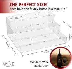 Acrylic Bottle Holder, Coffee Syrup Rack Display Case | 3-Tiered 9 Bottle | Wine Bar Bottle Rack, Clear Shelf Rack For Kitchen, Countertop, Fridge Pantry Storage Organizer - Wine, Soda, Cans, Liquor -Refined Spirits Store 61wblq3uQzL. AC SX679