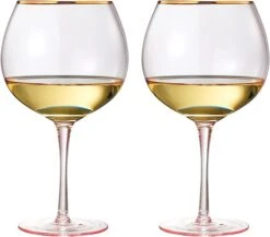 Colored Blush Pink & Gilded Rim Wine Glassware, Large 23oz Cocktail & Champagne Glasses 2-Set Vibrant Color Gold Vintage Stemmed Wine Glass, Gift Idea, Red & White - Perfect Gifts, Gorgeous Gift Box -Refined Spirits Store 61xZQ5qj6GL. AC SX679