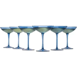 Cobalt Blue Colored Champagne Coupe Glasses 12oz Set Of 6 By The Wine Savant - Toasting Glasses, Wedding Party Champagne Cocktail Blue Champagne Colored Glasses Prosecco, Mimosa, Home Bar Glassware -Refined Spirits Store 61z E BgB3L. AC SL1500