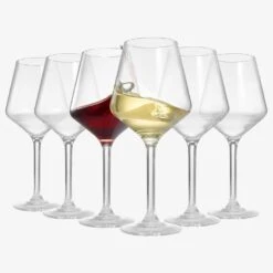 Unbreakable Stemmed Wine Glasses, Tritan Acrylic | Set Of 6 | European Style Crystal Drinkware, 18oz